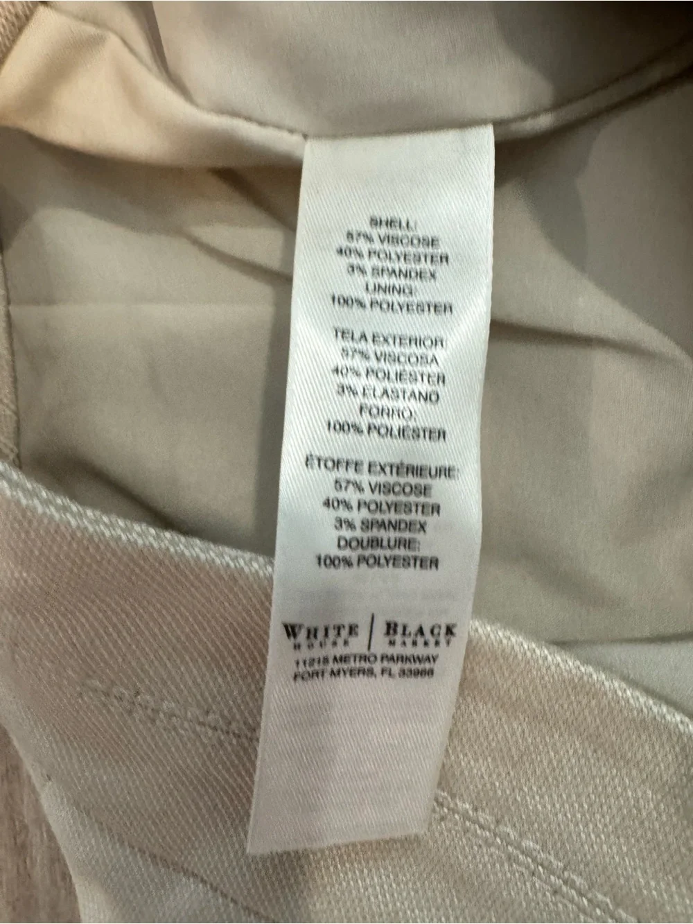White House Black Market Cream Dress Trousers Sz 8